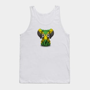 Baby Elephant with Glasses and Jamaican Flag Tank Top